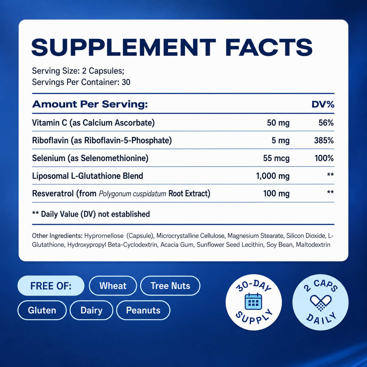 Liposomal Glutathione – Ultra High Absorption with Resveratrol, Vitamin C, Selenium & Vitamin B2